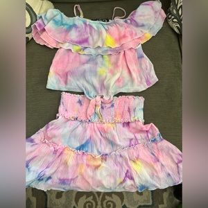 Flowers By Zoe Skirt/Shirt Set- VGUC- Size S